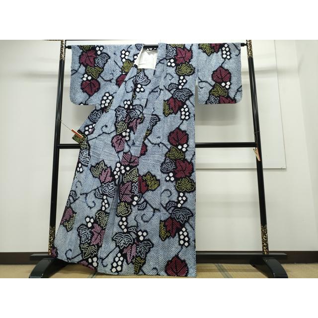平和屋着物∴夏物　浴衣　有松鳴海絞り　葡萄蔦の葉文　綿　逸品　CAAY4619ng_1