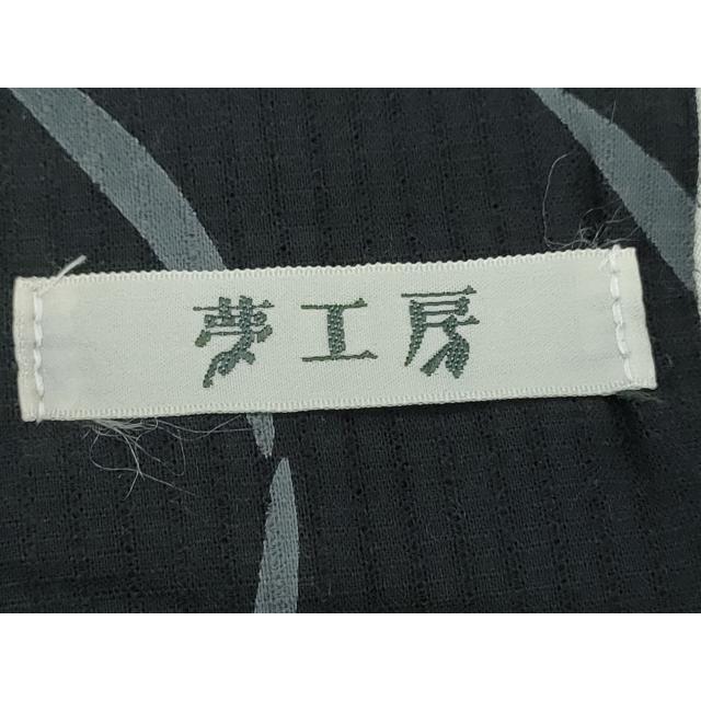 平和屋着物∴夏物 夢工房 浴衣 トンボ 蜻蛉 流水文 黒地 綿 逸品