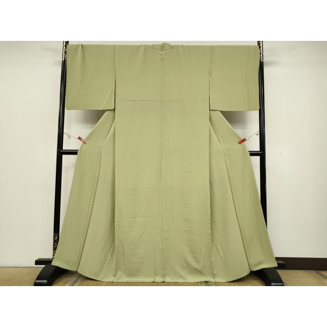 平和屋着物○上質な色無地 霞地紋 柳茶色 鈴乃屋扱い 正絹 逸品