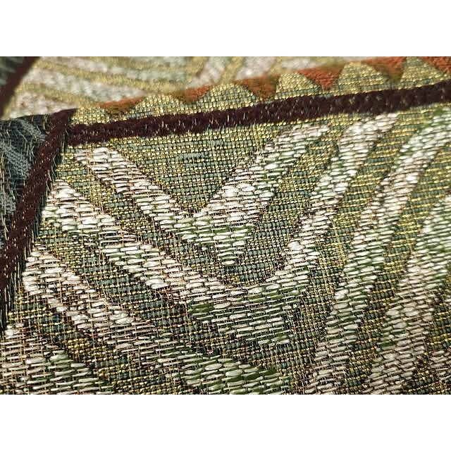 平和屋着物○九寸開き名古屋帯 髭紬 枝葉文 金彩 正絹 逸品 CABA2217dy