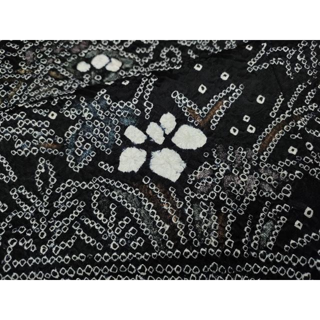 平和屋着物○訪問着 絞り 風景草花文 黒地 金銀彩 正絹 逸品 CAAZ2516ut