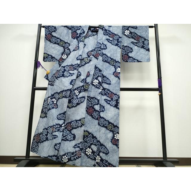 平和屋着物∴夏物 浴衣 有松鳴海絞り 霞舞花文 綿 逸品 CABA0437ng