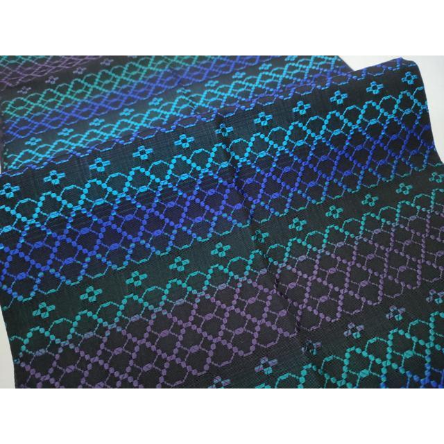 平和屋着物○両面 全通柄袋帯 花織 幾何学文様 正絹 逸品 CABA0926hy