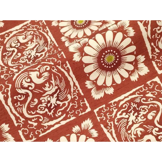 平和屋着物●全通柄　九寸名古屋帯　紬地　型染め　市松龍花文　正絹　逸品　未使用　CABA2257dy 平和屋着物○全通柄 九寸名古屋帯 紬地 型染め 市松