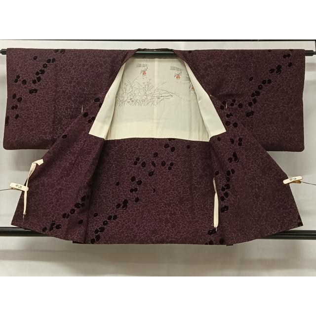 平和屋着物□道行コート 輪奈ビロード 草花文 正絹 逸品 CABA3457ua