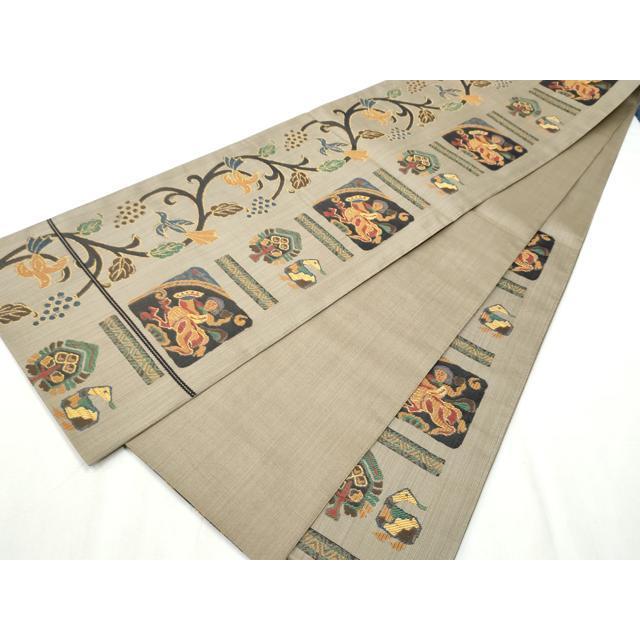 平和屋着物○六通柄 本袋帯 人物花鳥唐草文 正絹 逸品 CABA4830hy 平和 