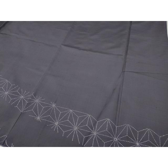 平和屋着物●訪問着　紬地　総刺繍　刺し子　麻の葉青海波七宝文　正絹　逸品　CABA8257ut 平和屋着物○訪問着 紬地 総刺繍 刺し子 麻の葉青海波七宝文 正絹 逸品