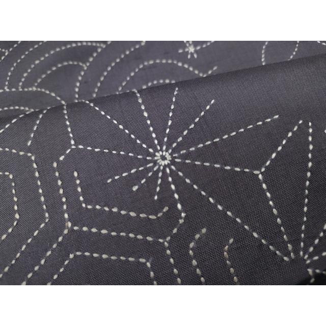 平和屋着物○訪問着 紬地 総刺繍 刺し子 麻の葉青海波七宝文 正絹 逸品