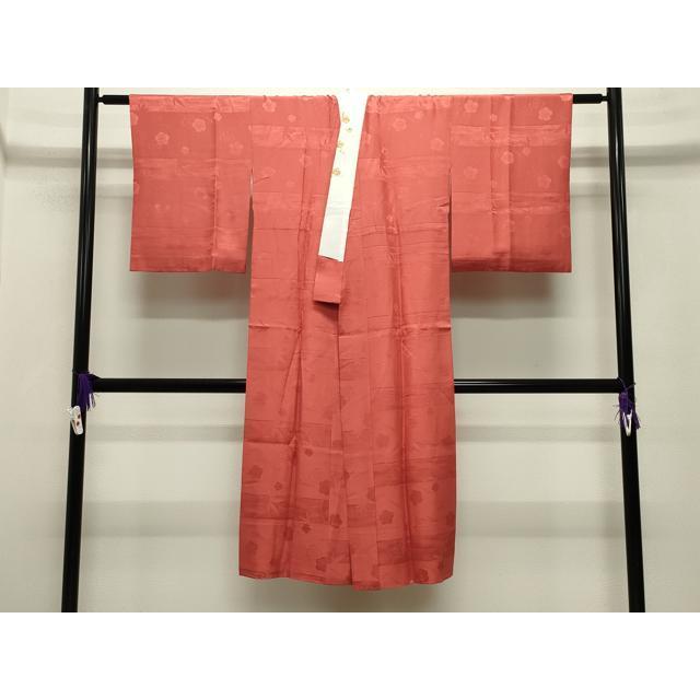 平和屋着物●長襦袢　袷　溢れ松葉梅地紋　肉桂色　大丸扱い　半衿刺繍　正絹　逸品　CABB0203gh