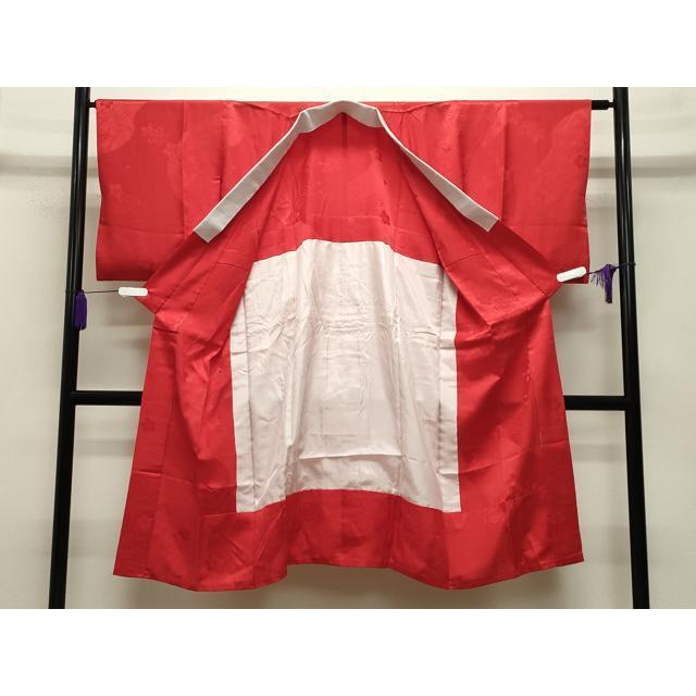平和屋着物●長襦袢　無双仕立て　立波舞桜地紋　緋色　正絹　逸品　CABB0211gh