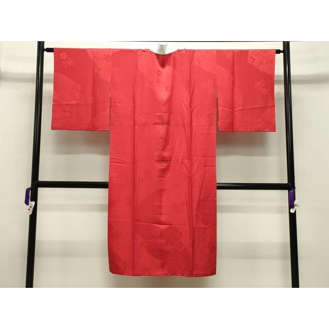 平和屋着物●長襦袢　無双仕立て　立波舞桜地紋　緋色　正絹　逸品　CABB0211gh