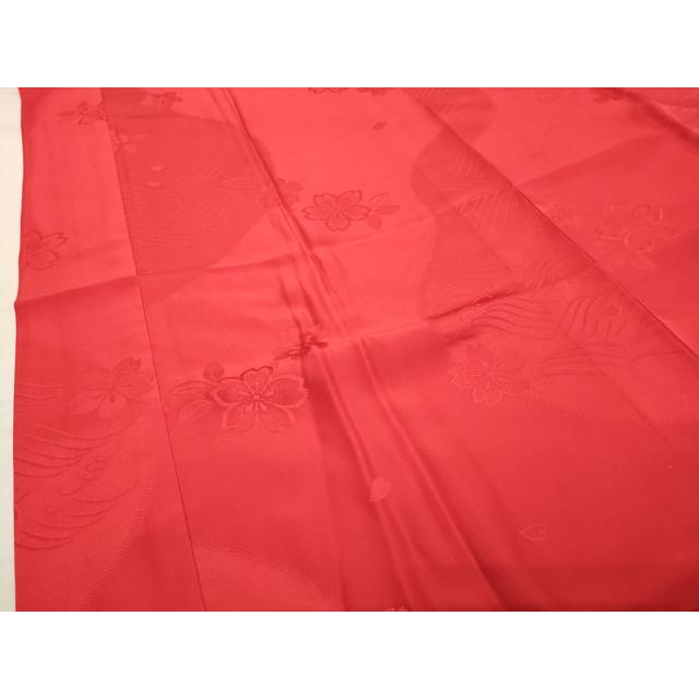平和屋着物●長襦袢　無双仕立て　立波舞桜地紋　緋色　正絹　逸品　CABB0211gh