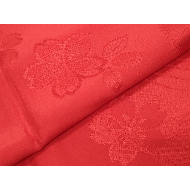 平和屋着物●長襦袢　無双仕立て　立波舞桜地紋　緋色　正絹　逸品　CABB0211gh