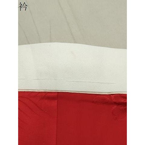 平和屋着物●長襦袢　無双仕立て　立波舞桜地紋　緋色　正絹　逸品　CABB0211gh