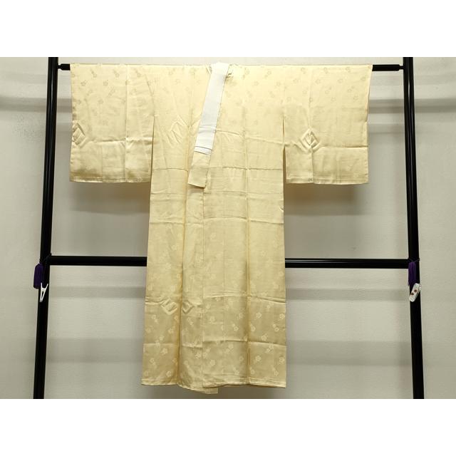 平和屋着物●長襦袢　袷　舞梅地紋　淡黄色　正絹　逸品　CABB0212gh