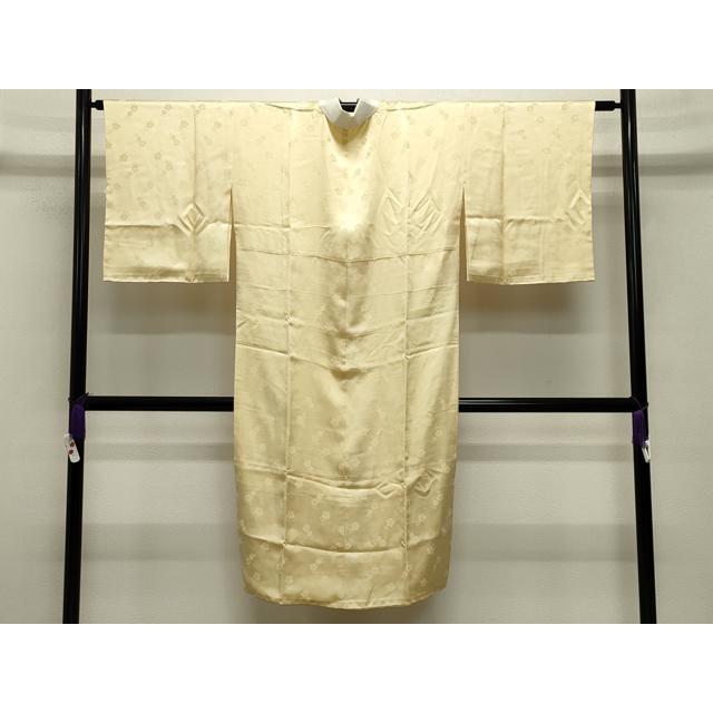 平和屋着物●長襦袢　袷　舞梅地紋　淡黄色　正絹　逸品　CABB0212gh