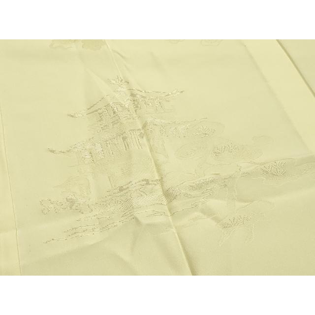 平和屋着物●長襦袢　無双仕立て　刺繍　風景松竹梅文　女郎花色　金糸　正絹　逸品　CABB0214gh
