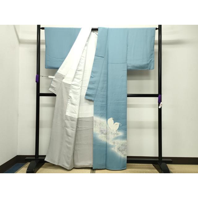 平和屋着物●東京友禅　菅有鬼一　色留訪問着　鷺　暈し染め　金彩　健勝苑扱い　正絹　逸品　CABB0218gh 平和屋着物○東京友禅 菅有鬼一 色留訪問着 鷺 暈し染め 金彩 健勝苑