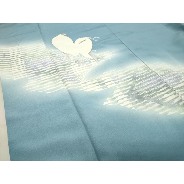 平和屋着物●東京友禅　菅有鬼一　色留袖　鷺　草花文　金彩　正絹　逸品　CABD9134gh 平和屋着物○東京友禅 菅有鬼一 色留袖 鷺 草花文 金彩 正絹 逸品