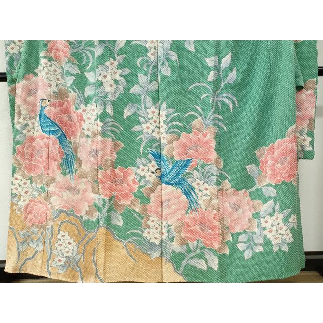 平和屋着物○名門 藤娘きぬたや・総絞り 振袖 尾長鳥牡丹花文 仮絵羽