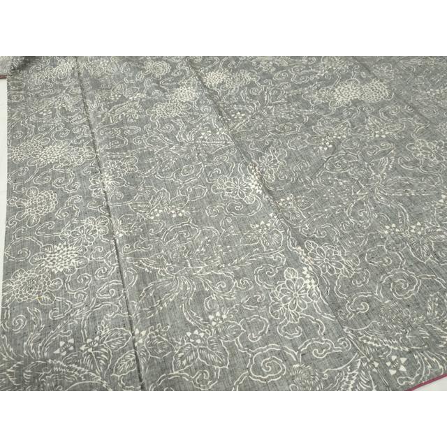平和屋着物●上質な小紋　紬地　鳳凰桐花唐草文　ロング丈　正絹　逸品　CABB4598yc 平和屋着物○上質な小紋 紬地 鳳凰桐花唐草文 ロング丈 正絹 逸品