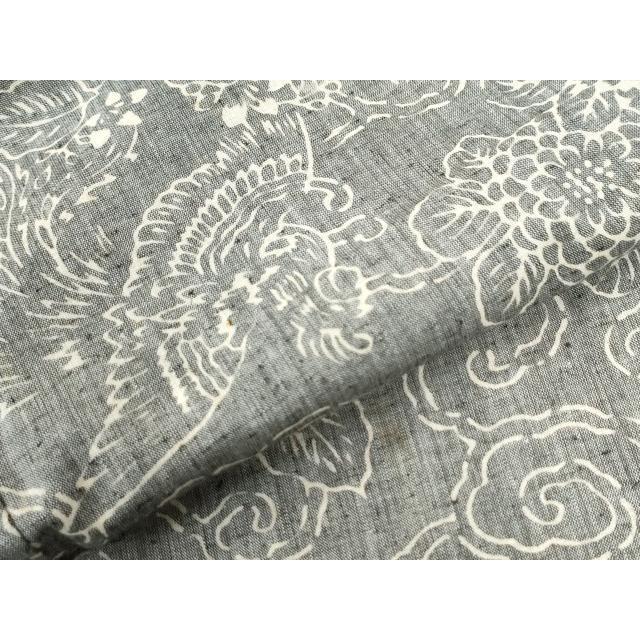 平和屋着物●上質な小紋　紬地　鳳凰桐花唐草文　ロング丈　正絹　逸品　CABB4598yc 平和屋着物○上質な小紋 紬地 鳳凰桐花唐草文 ロング丈 正絹 逸品