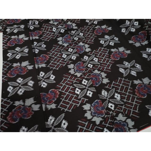 平和屋着物●久留米絣　吉祥牡丹花文　綿　逸品　未使用　CABB4762yc
