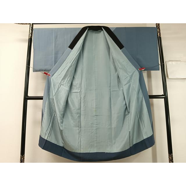 平和屋着物○男性 紬・ひげ紬羽織・長襦袢セット 濃藍色 正絹 逸品