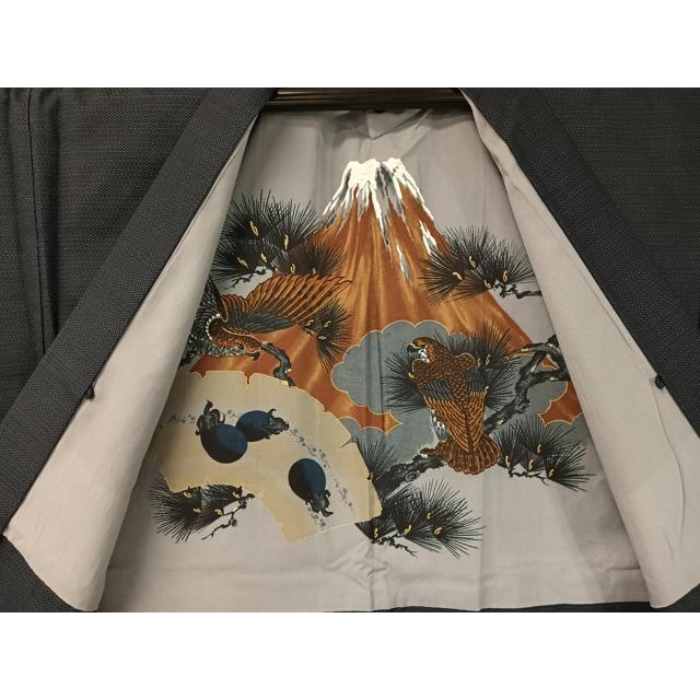 平和屋着物●男性　お召　アンサンブル　長襦袢セット　80亀甲　総詰め　正絹　逸品　CABB5091vp 平和屋着物○男性 お召 アンサンブル 長襦袢セット 80亀甲 総詰め 正絹