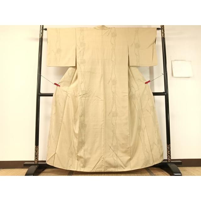 平和屋着物●結城紬　100亀甲　飛び亀甲柄　雪輪紐文　正絹　逸品　CABB5142vp 平和屋着物○結城紬 100亀甲 飛び亀甲柄 雪輪紐文 正絹 逸品