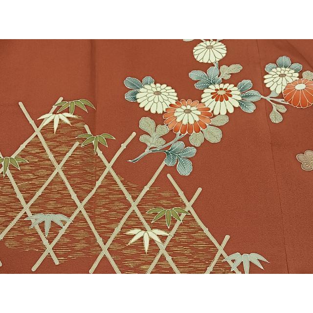平和屋着物＃道行コート 竹垣花文 金彩 正絹 逸品 CABB5464ua : 平和屋