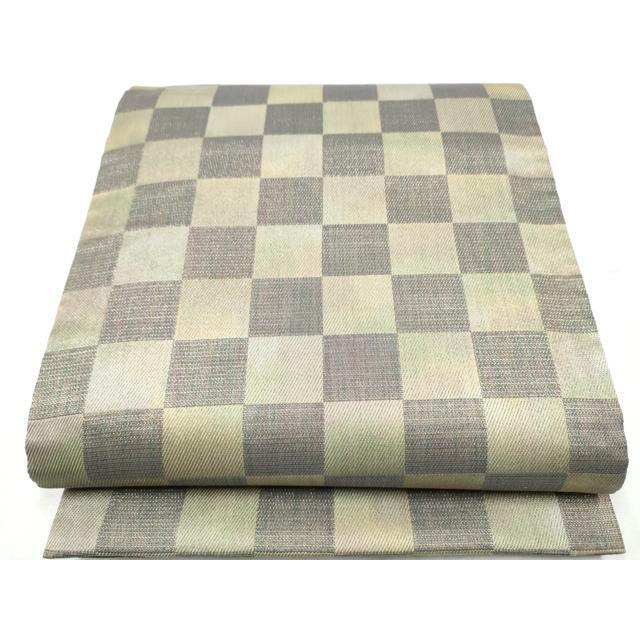 平和屋着物●両方向　両面　全通柄袋帯　幾何学鳥文　正絹　逸品　CABB9550hy