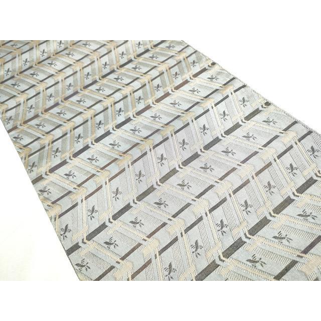 平和屋着物●両方向　両面　全通柄袋帯　幾何学鳥文　正絹　逸品　CABB9550hy