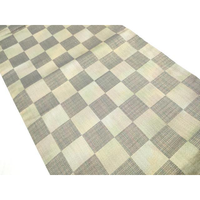 平和屋着物●両方向　両面　全通柄袋帯　幾何学鳥文　正絹　逸品　CABB9550hy