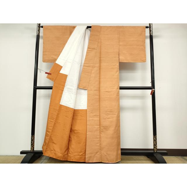 平和屋着物●紅花紬　米沢　霞文　赤朽葉色　正絹　逸品　CABC2044ut 平和屋着物○紅花紬 米沢 霞文 赤朽葉色 正絹 逸品 CABC2044ut : 平和
