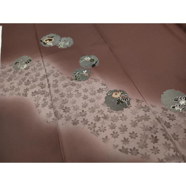平和屋着物○訪問着 刺繍 雪輪草花文 暈し染め 銀彩 正絹