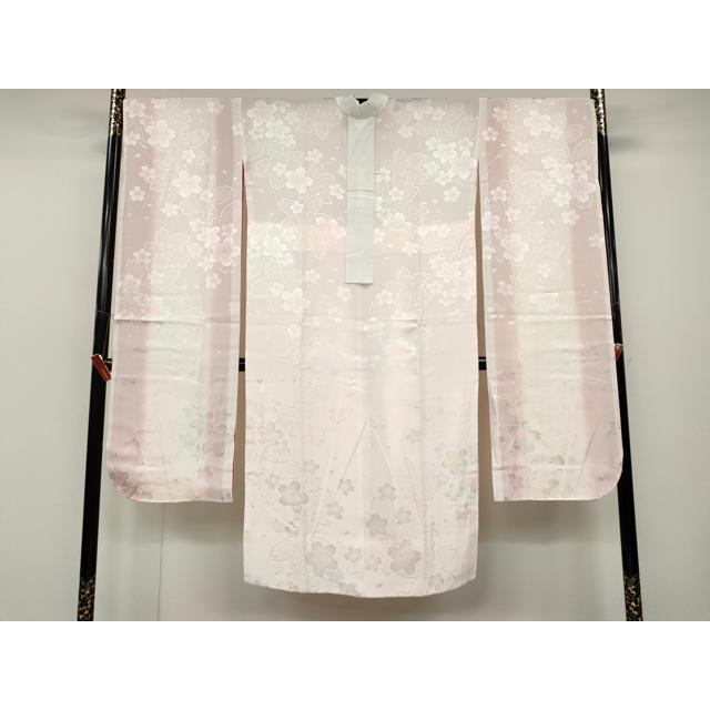 平和屋着物●振袖用長襦袢　無双仕立て　舞花地紋　暈し染め　半衿刺繍　正絹　逸品　CABC2391ut