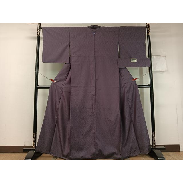 平和屋着物○紋屋井関 御寮織 お召 桐竹鳳凰文 褐色 正絹 逸品