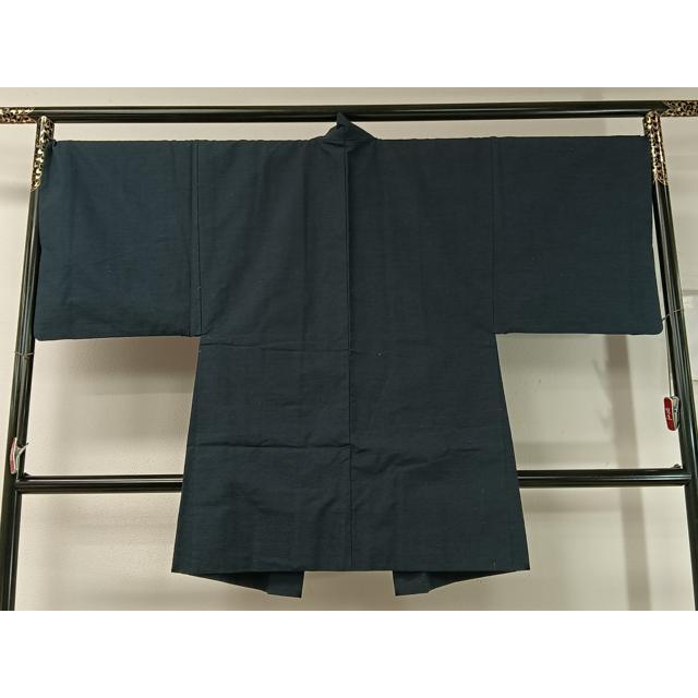平和屋着物●男性　紬　アンサンブル　長羽織　留紺色　キングサイズ　正絹　逸品　未使用　DABB0628ud 平和屋着物○男性 紬 アンサンブル 長羽織 留紺色 キングサイズ 正絹