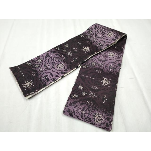平和屋着物●両面　半幅帯　更紗花文　正絹　逸品　CABC5265hy