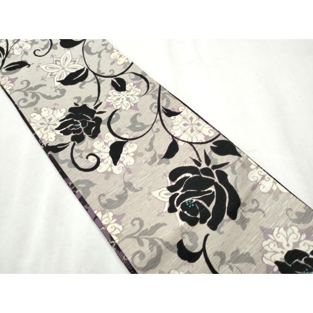 平和屋着物●両面　半幅帯　更紗花文　正絹　逸品　CABC5265hy