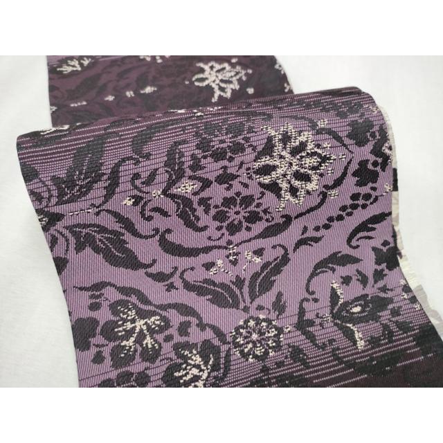 平和屋着物●両面　半幅帯　更紗花文　正絹　逸品　CABC5265hy