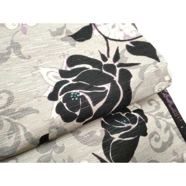 平和屋着物●両面　半幅帯　更紗花文　正絹　逸品　CABC5265hy