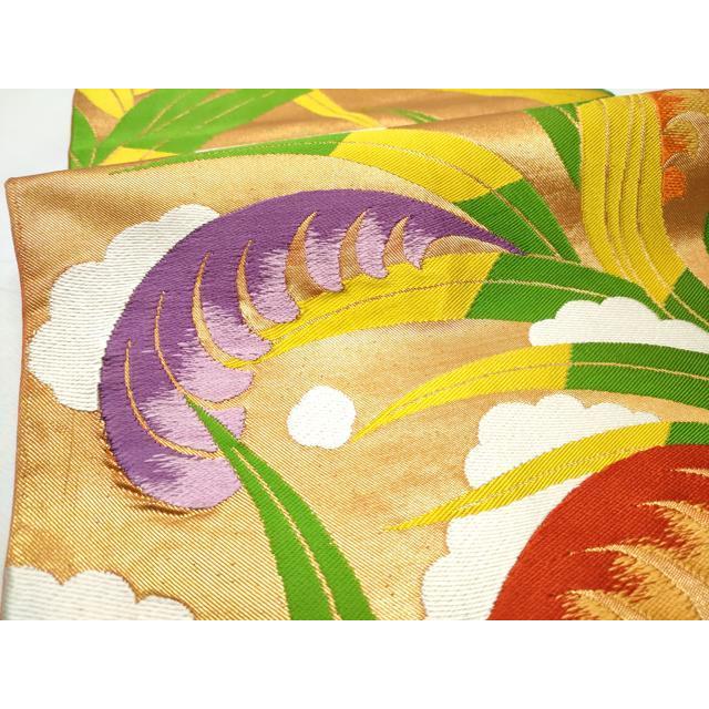 平和屋着物●西陣　川島織物　六通柄　本袋帯　草花文　正絹　逸品　CABC5298hy
