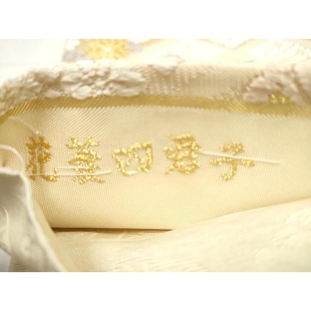 A 85袋帯 六通柄 草木染　唐織　華文　金糸　花草　正絹 平和屋着物○六通柄袋帯 唐織 草木染 新小石丸 花菱四君子 金糸 正絹