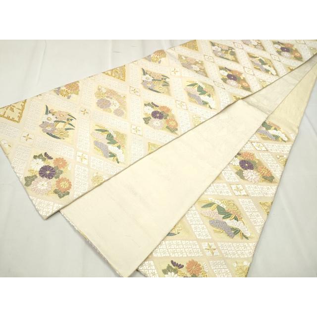 平和屋着物○六通柄袋帯 唐織 草木染 新小石丸 花菱四君子 金糸 正絹