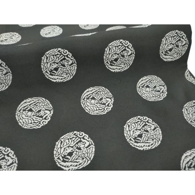 平和屋着物○両面 全通柄袋帯 鳳凰丸文 黒地 正絹 逸品 未使用