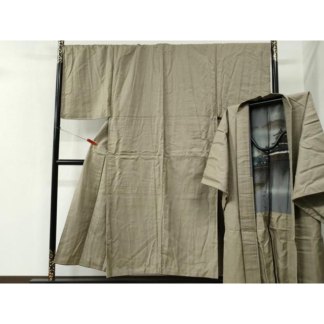 平和屋着物●男性　お召　アンサンブル　80亀甲　正絹　逸品　CABC6426yc 平和屋着物○男性 お召 アンサンブル 80亀甲 正絹 逸品 CABC6426yc