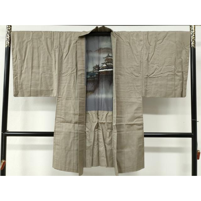 平和屋着物●男性　お召　アンサンブル　80亀甲　正絹　逸品　CABC6426yc 平和屋着物○男性 お召 アンサンブル 80亀甲 正絹 逸品 CABC6426yc