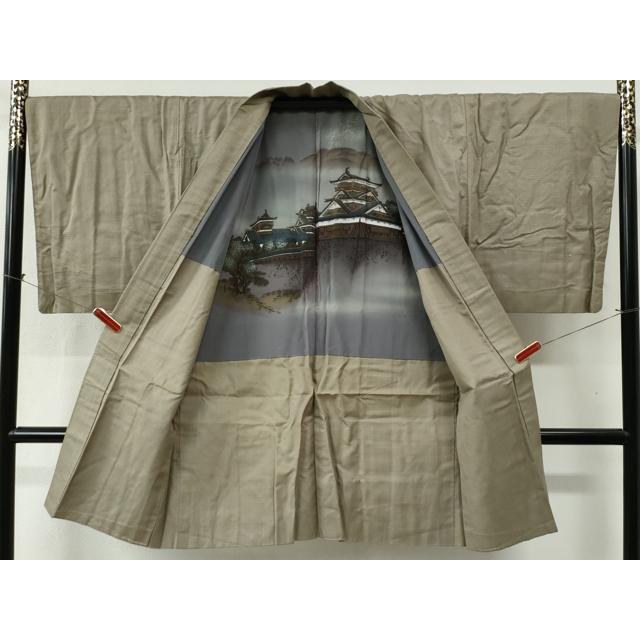平和屋着物●男性　お召　アンサンブル　80亀甲　正絹　逸品　CABC6426yc 平和屋着物○男性 お召 アンサンブル 80亀甲 正絹 逸品 CABC6426yc